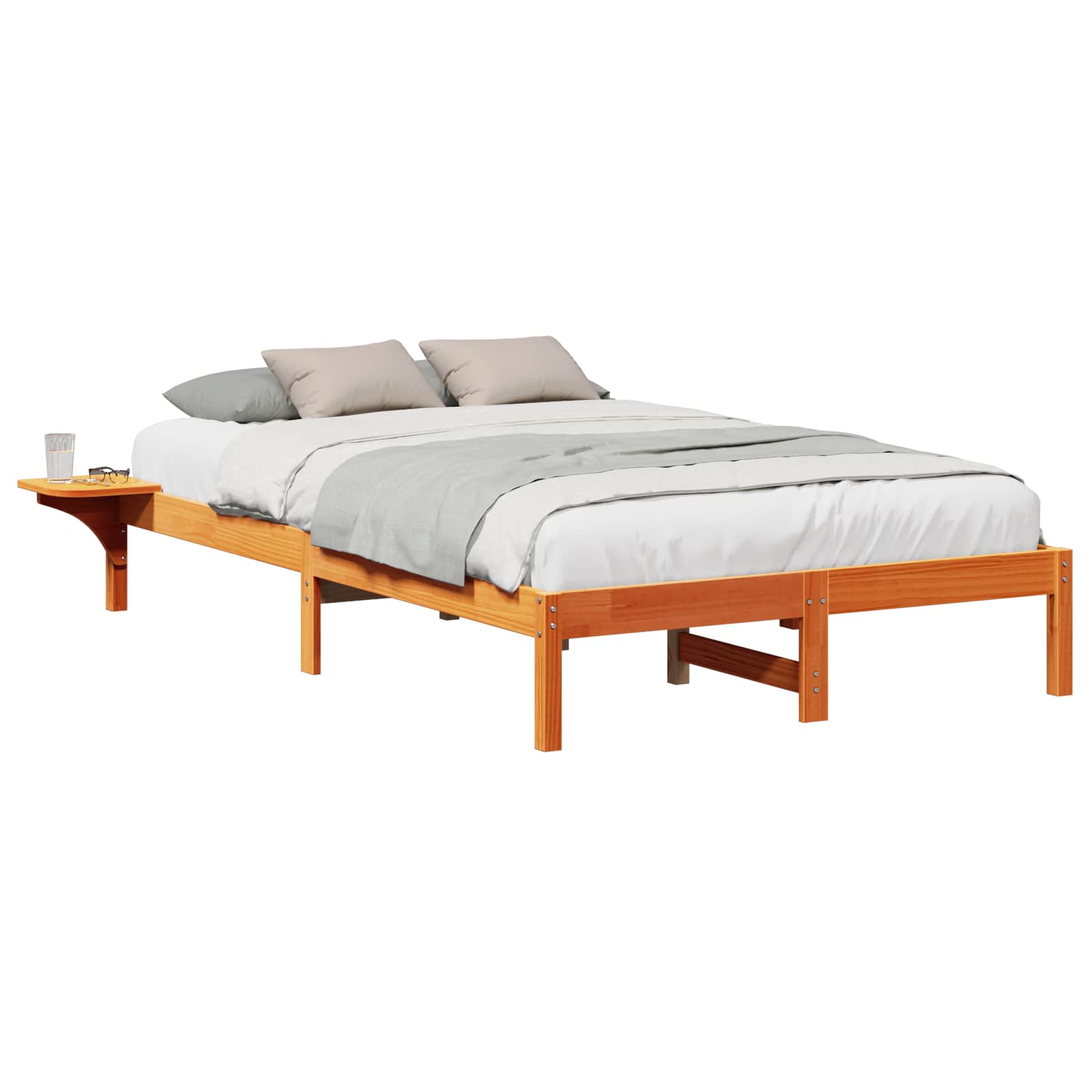 Estrutura da cama marrom cera 140 x 190 cm