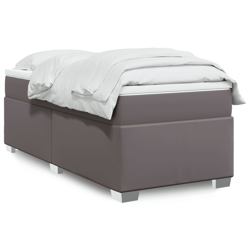 Cama com molas/colchão 90x190 cm couro artificial cinzento