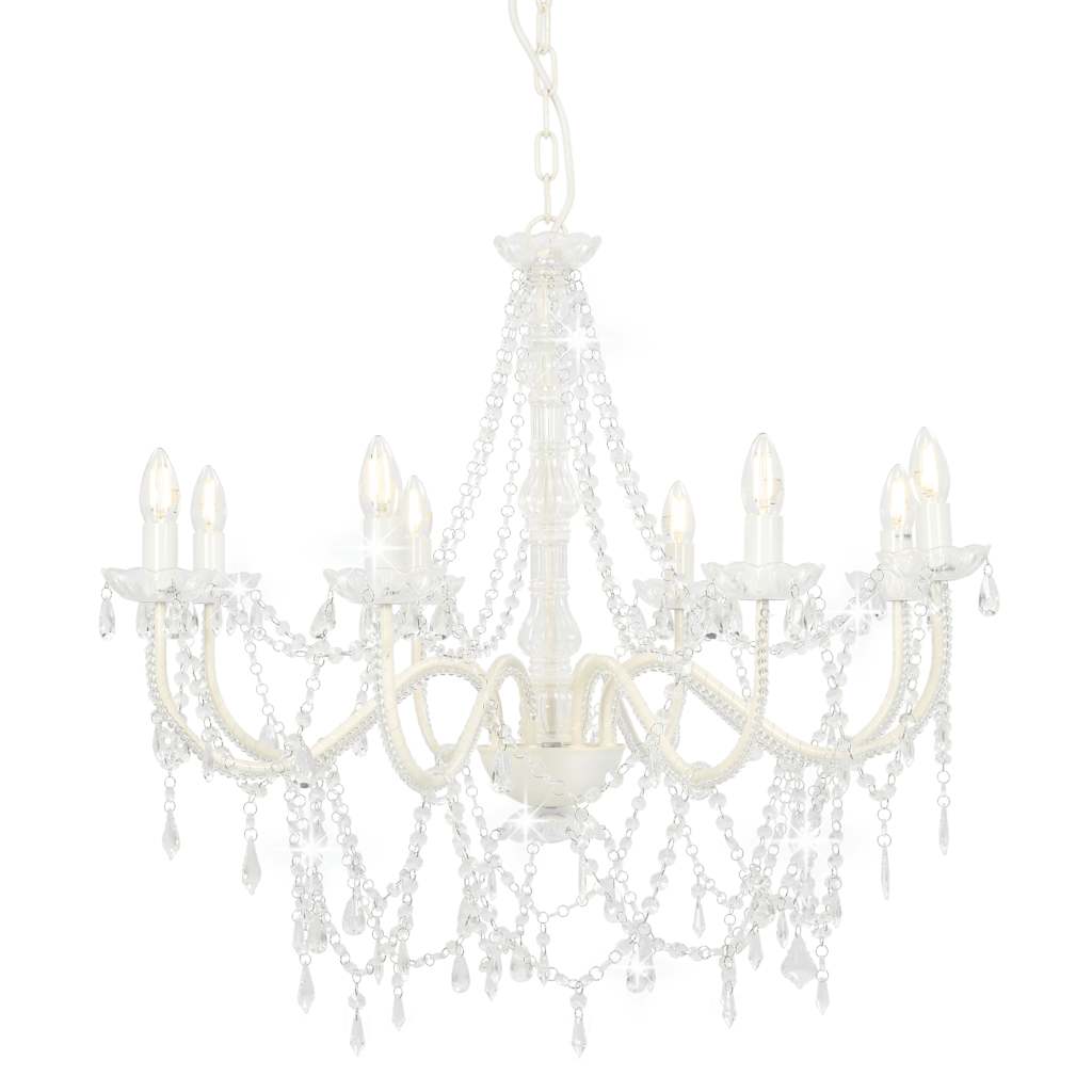 Lustre com contas lâmpadas 8 x e14 branco
