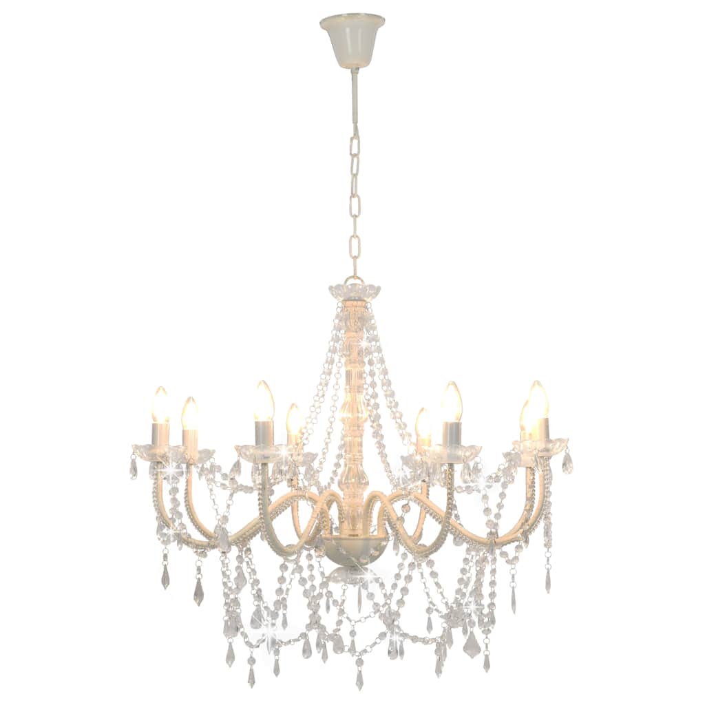 Lustre com contas lâmpadas 8 x e14 branco