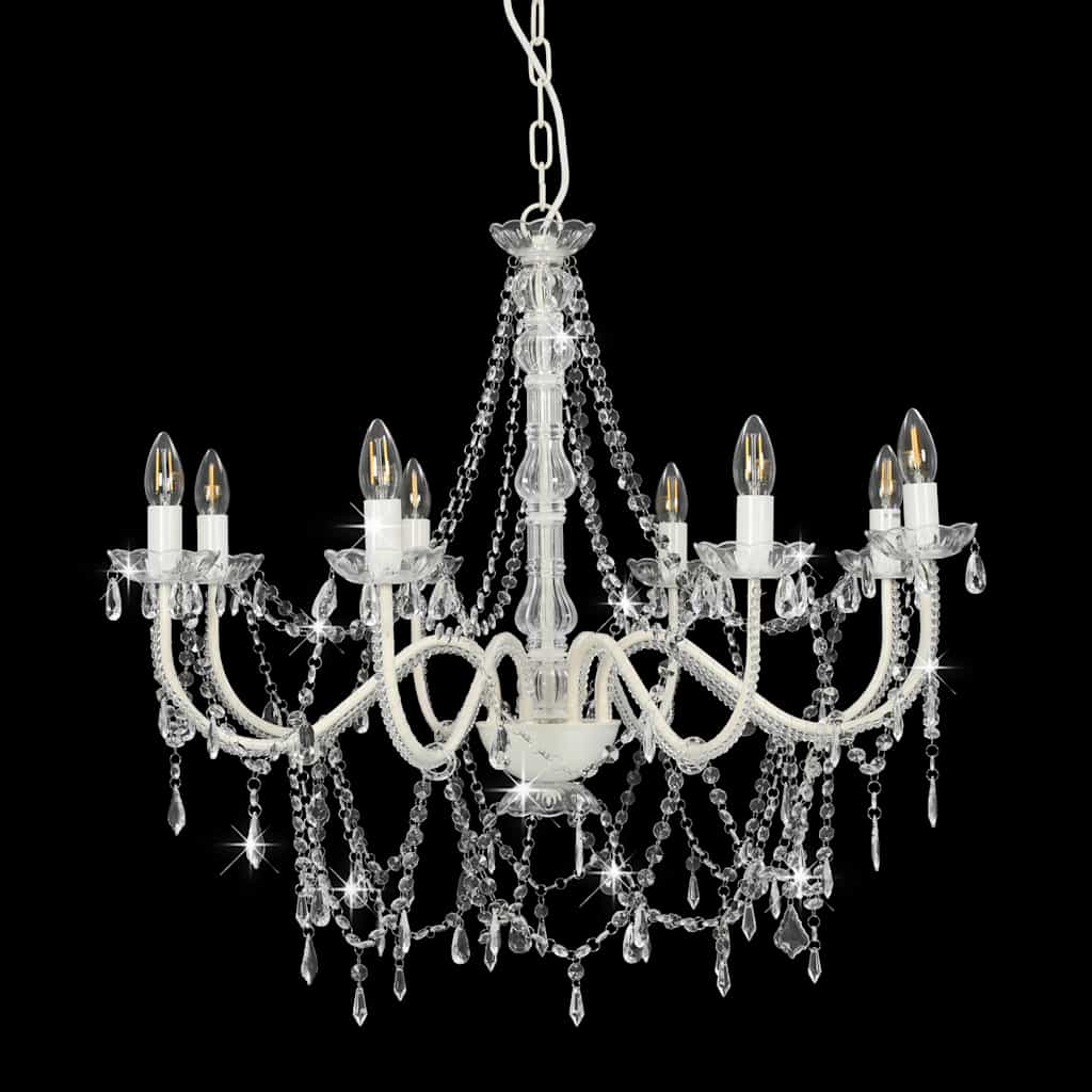 Lustre com contas lâmpadas 8 x e14 branco