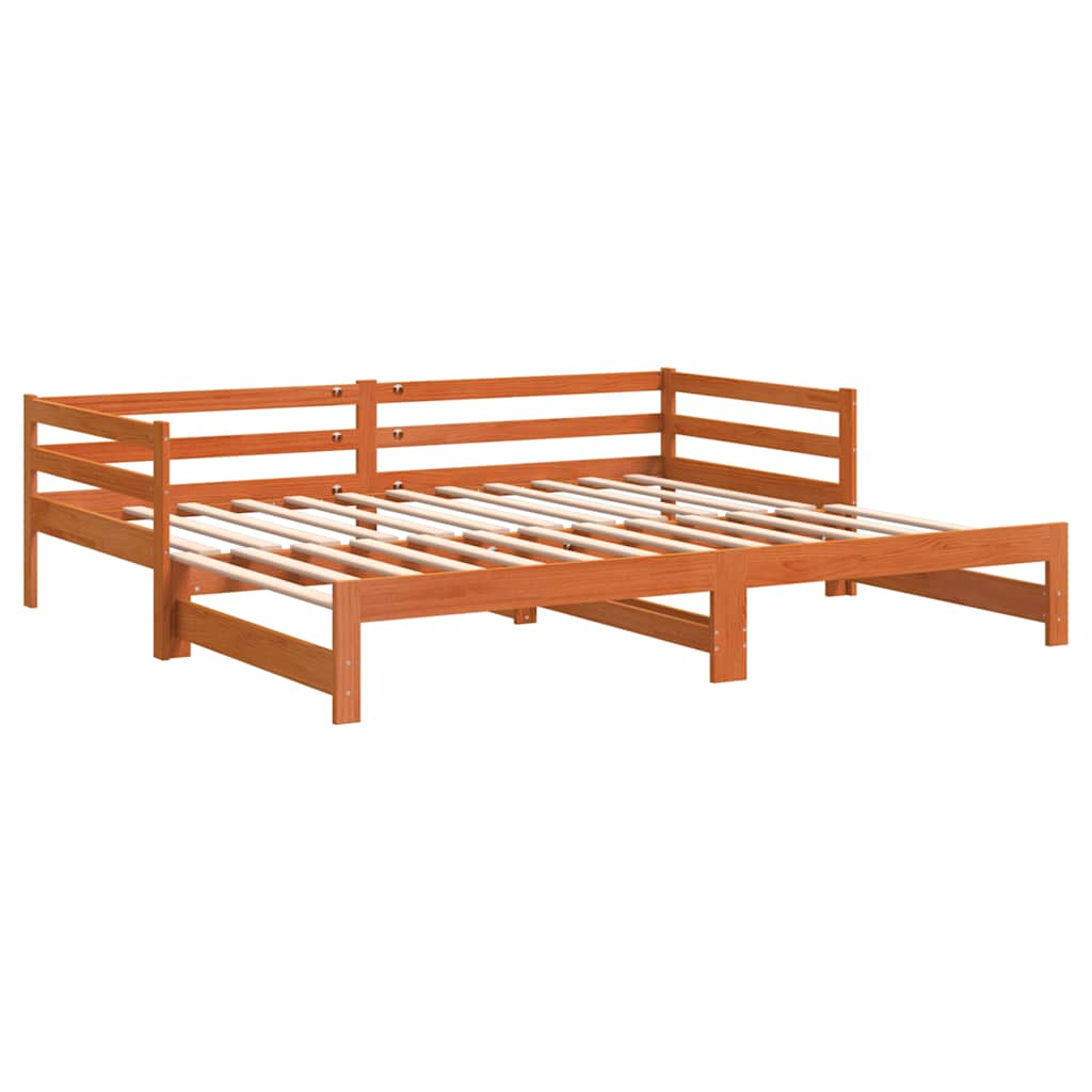 Sofá-cama com gavetão 90x200 cm madeira de pinho castanho cera