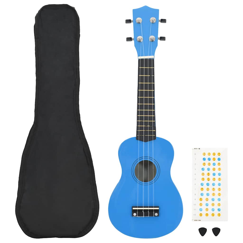 Conjunto ukulele soprano infantil com saco 21" azul-bebé