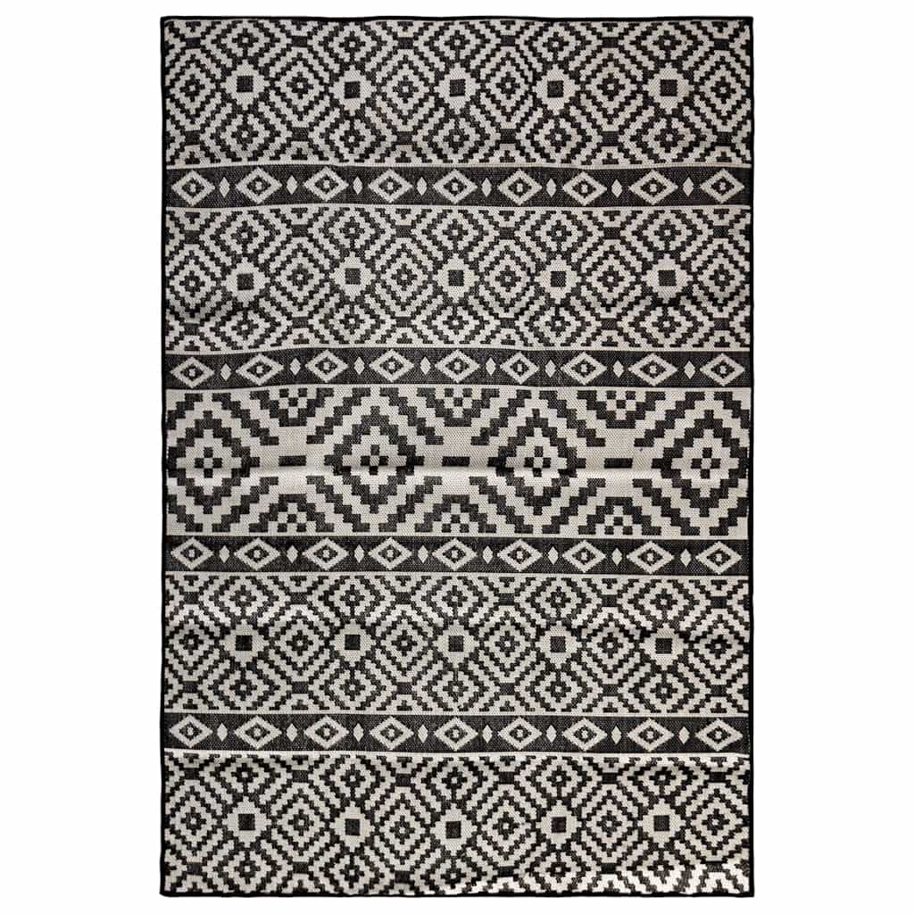 Tapete de tecido plano para exterior 200x280 cm riscas pretas