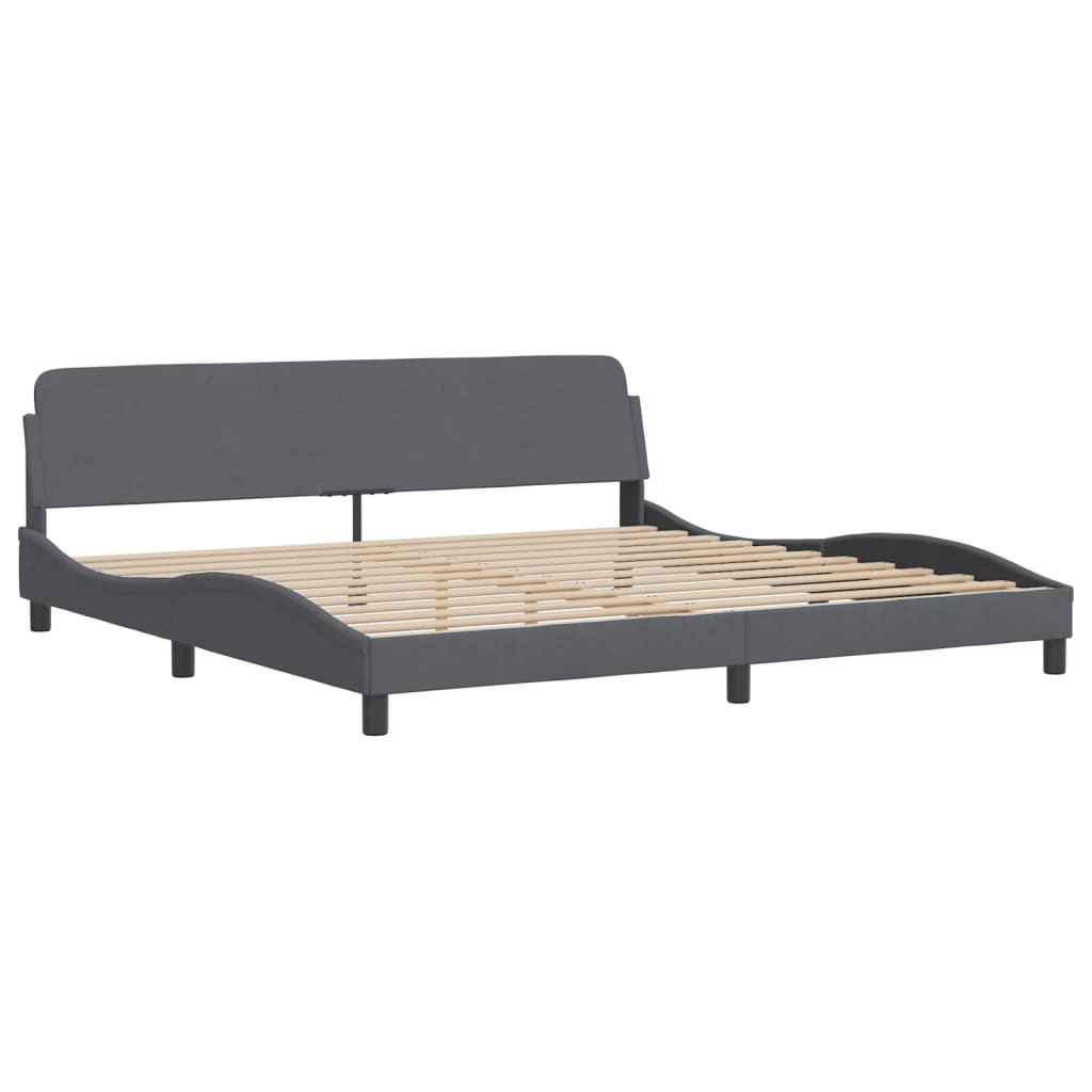 Cama com colchão hanko 200x200 cm veludo cinzento-escuro