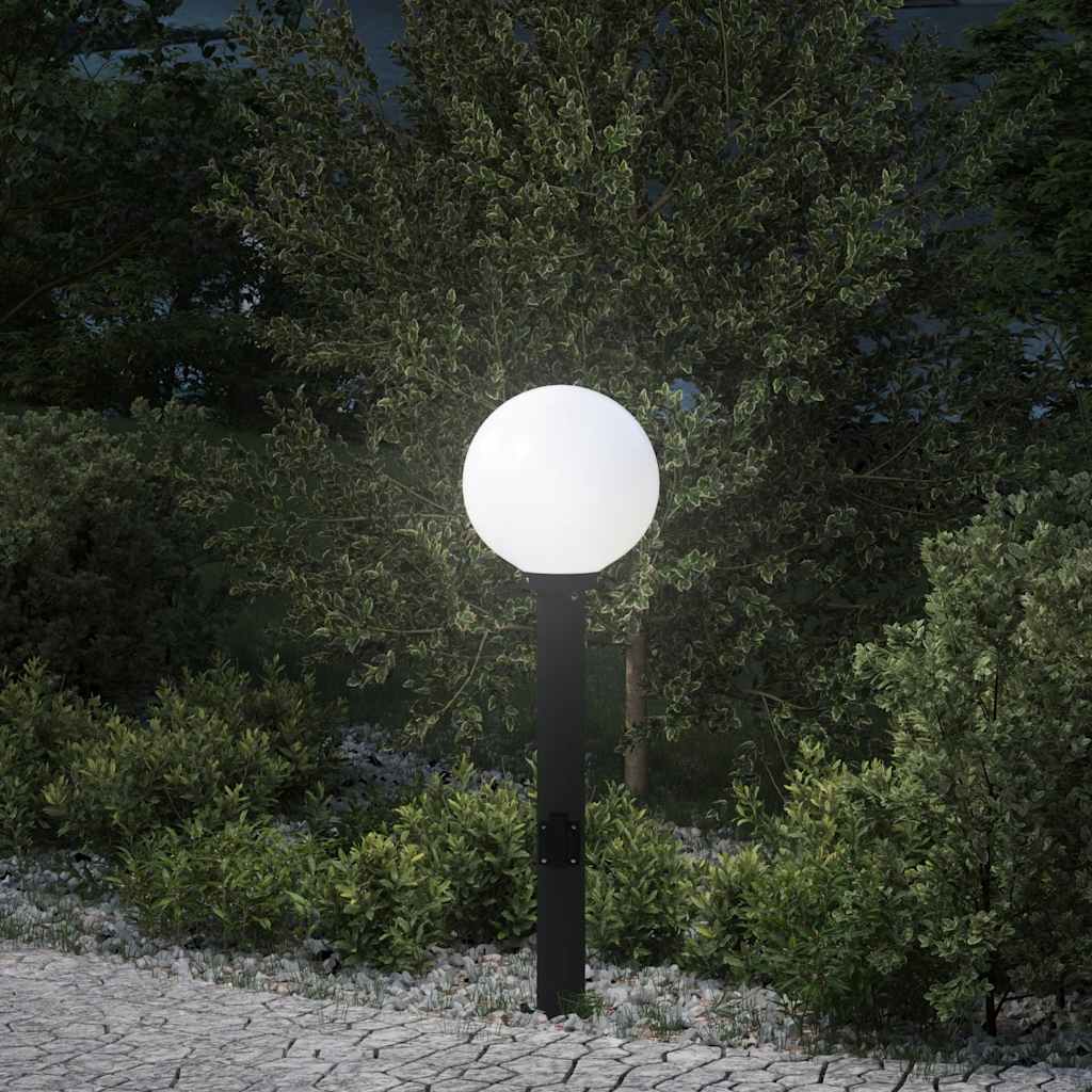 Luminária de poste com tomada, 80 cm, preta, IP44