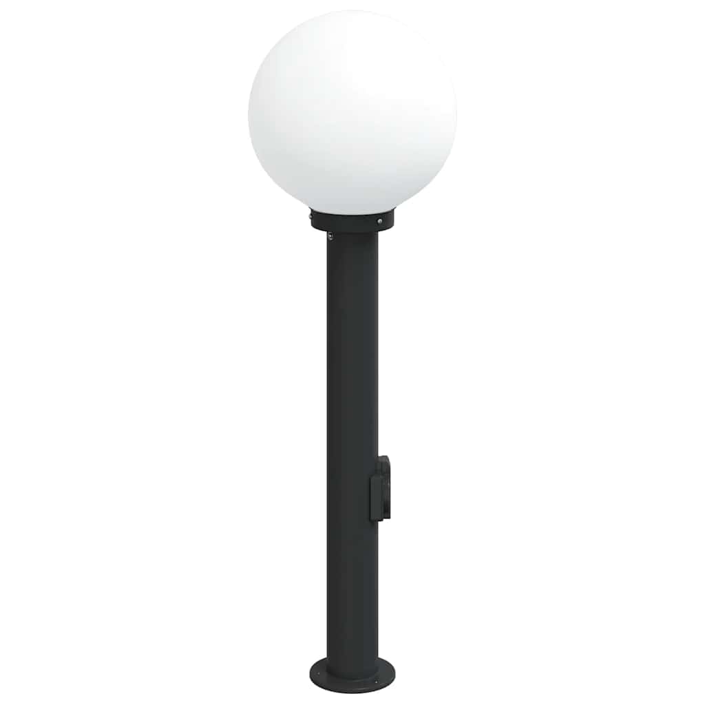 Luminária de poste com tomada, 80 cm, preta, IP44