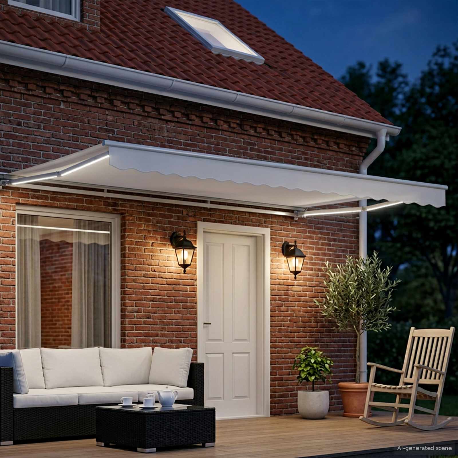 Toldo retrátil elétrico branco 4 × 3,5 m