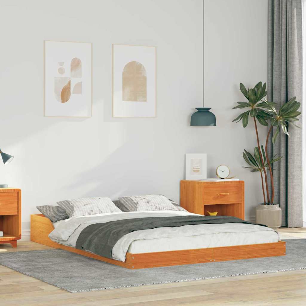 Estrutura da cama marrom cera 135 x 190 cm