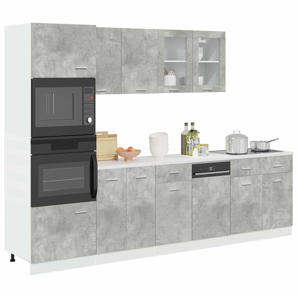 7 Pcs conj. de armários de cozinha lyon cinzento cimento