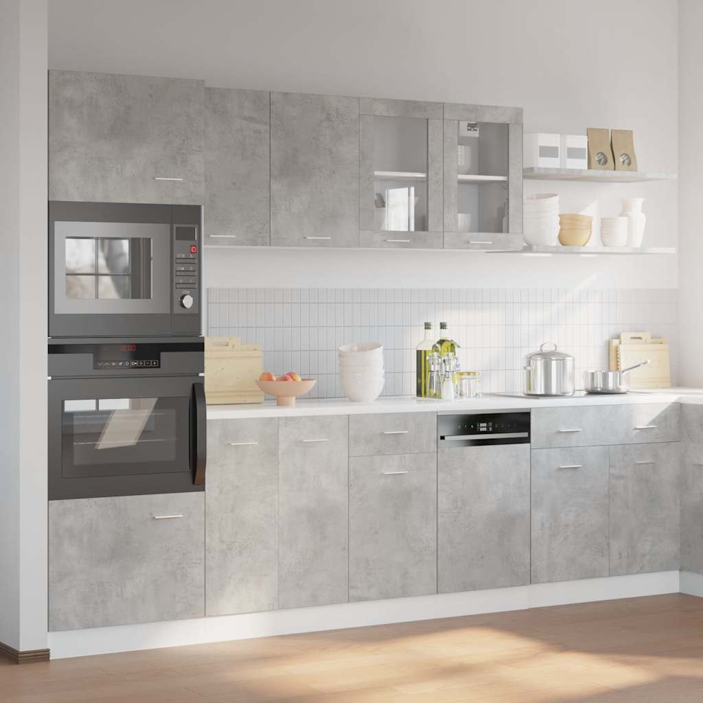 7 Pcs conj. de armários de cozinha lyon cinzento cimento
