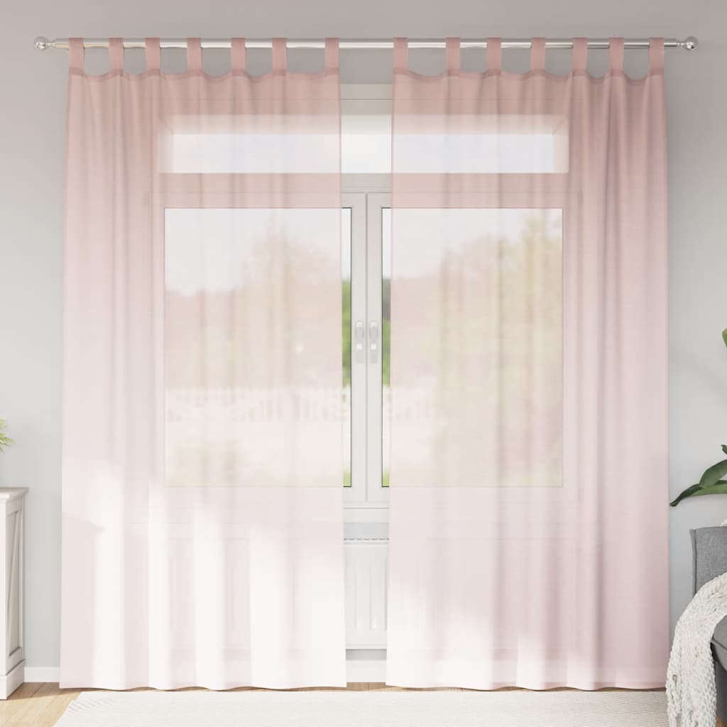 Cortinas de voile com laços 2 pcs rosa-claro 140x225 cm
