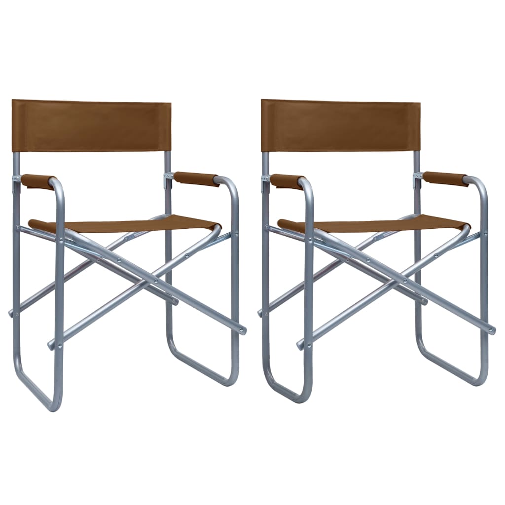 Cadeiras de realizador 2 pcs aço castanho