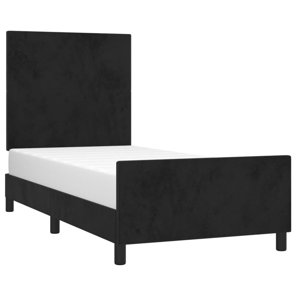 Estrutura de cama sem colchão 100x200 cm veludo preto