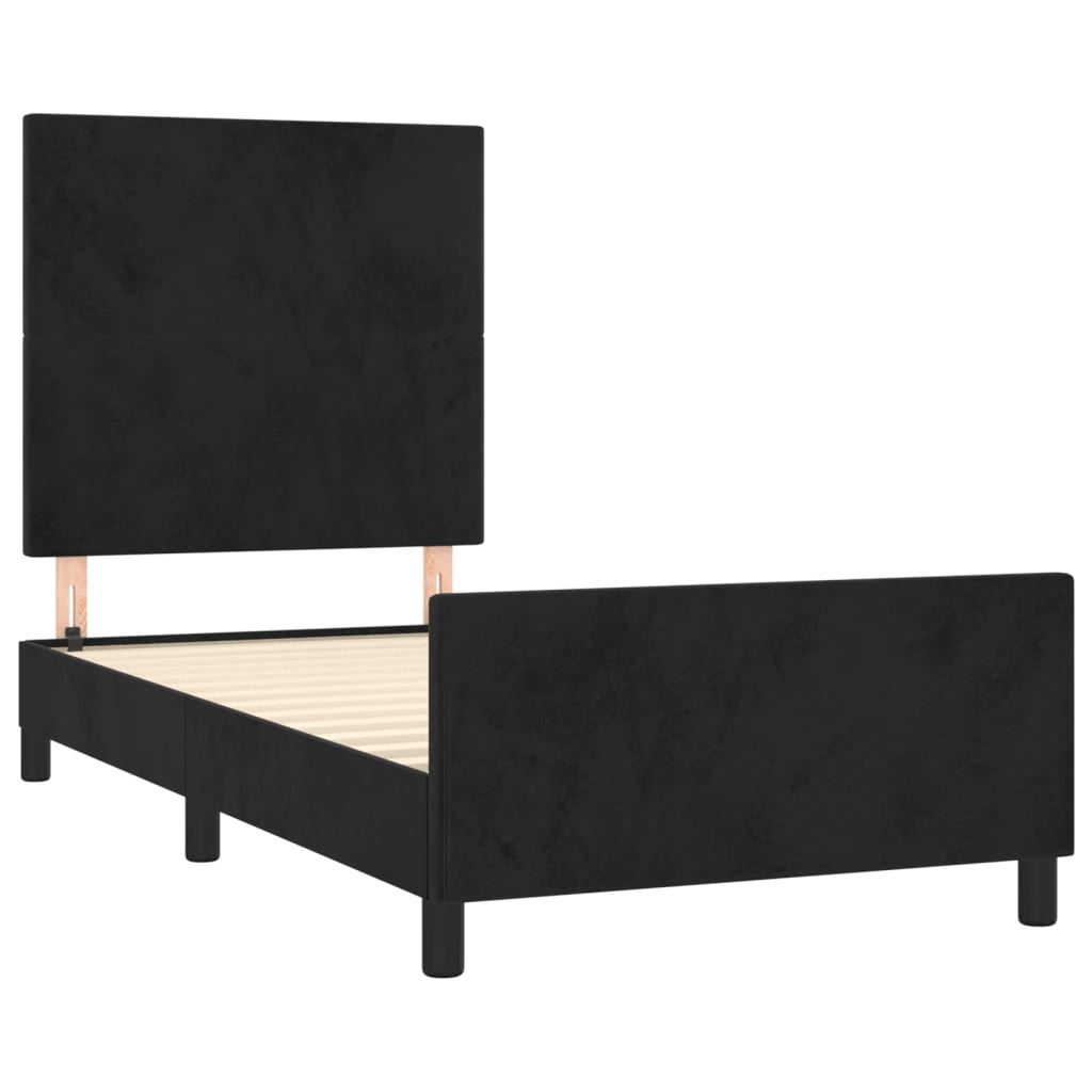 Estrutura de cama sem colchão 100x200 cm veludo preto