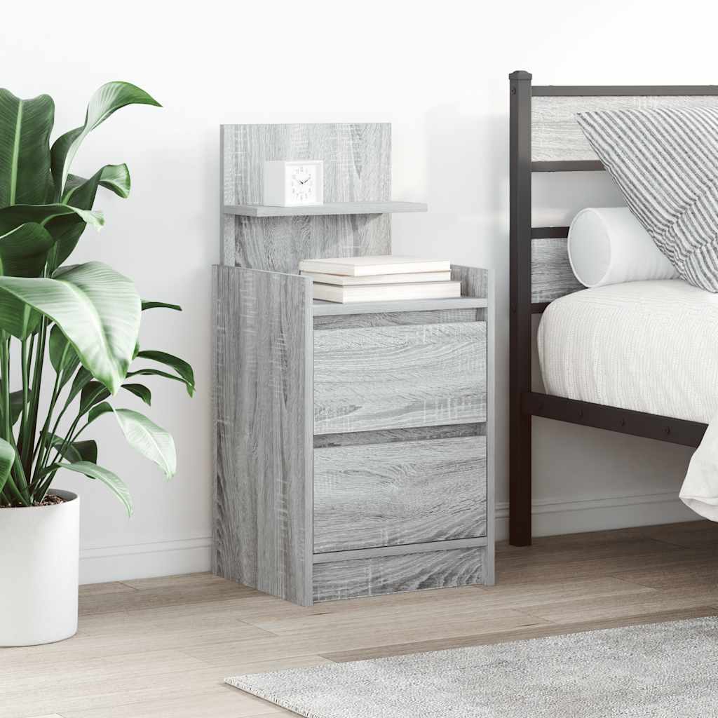 Mesa de cabeceira com 2 gavetas 38x34x80 cm sonoma cinzento