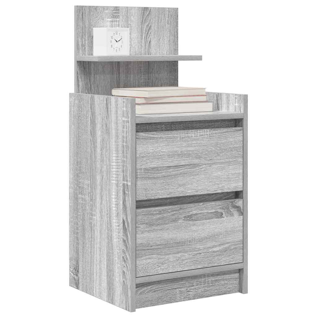 Mesa de cabeceira com 2 gavetas 38x34x80 cm sonoma cinzento