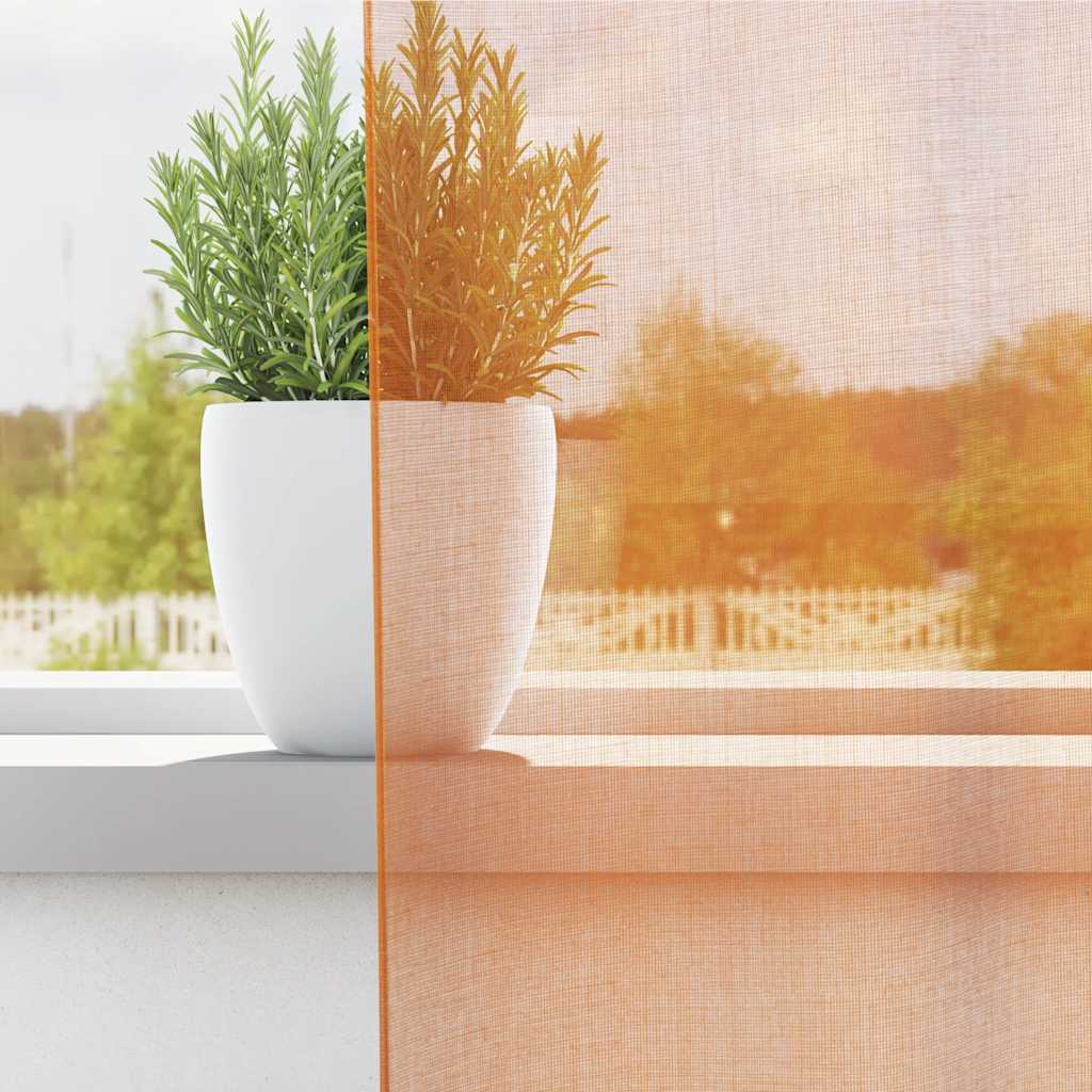 Cortinas de voile com bolsos para varão 2 pcs laranja