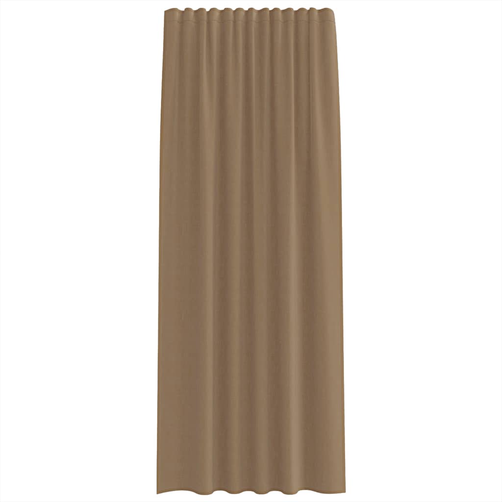 Cortinas de voile com bolsos para varão 2 pcs castanho-claro
