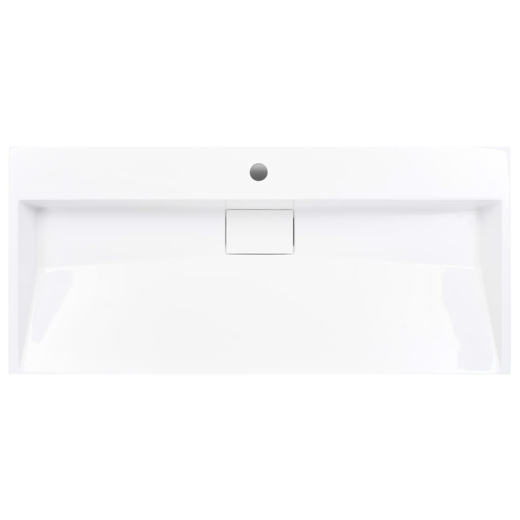 Lavatório 100x46x11 cm mineral/mármore fundido branco