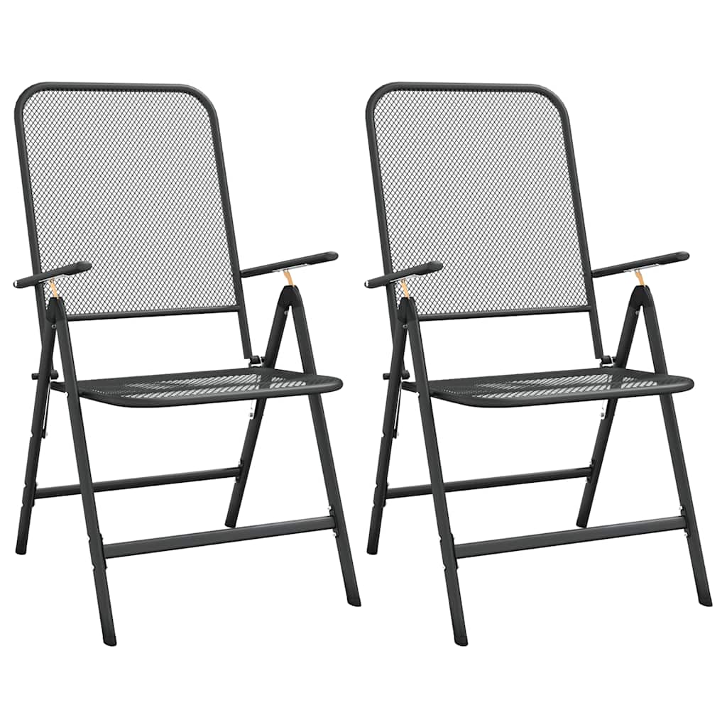 3 Pcs conjunto de jantar para jardim rede de metal antracite