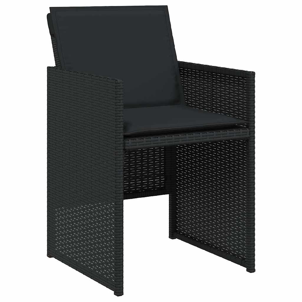 9 Pcs conjunto de jantar p/ jardim c/ almofadões vime PE preto