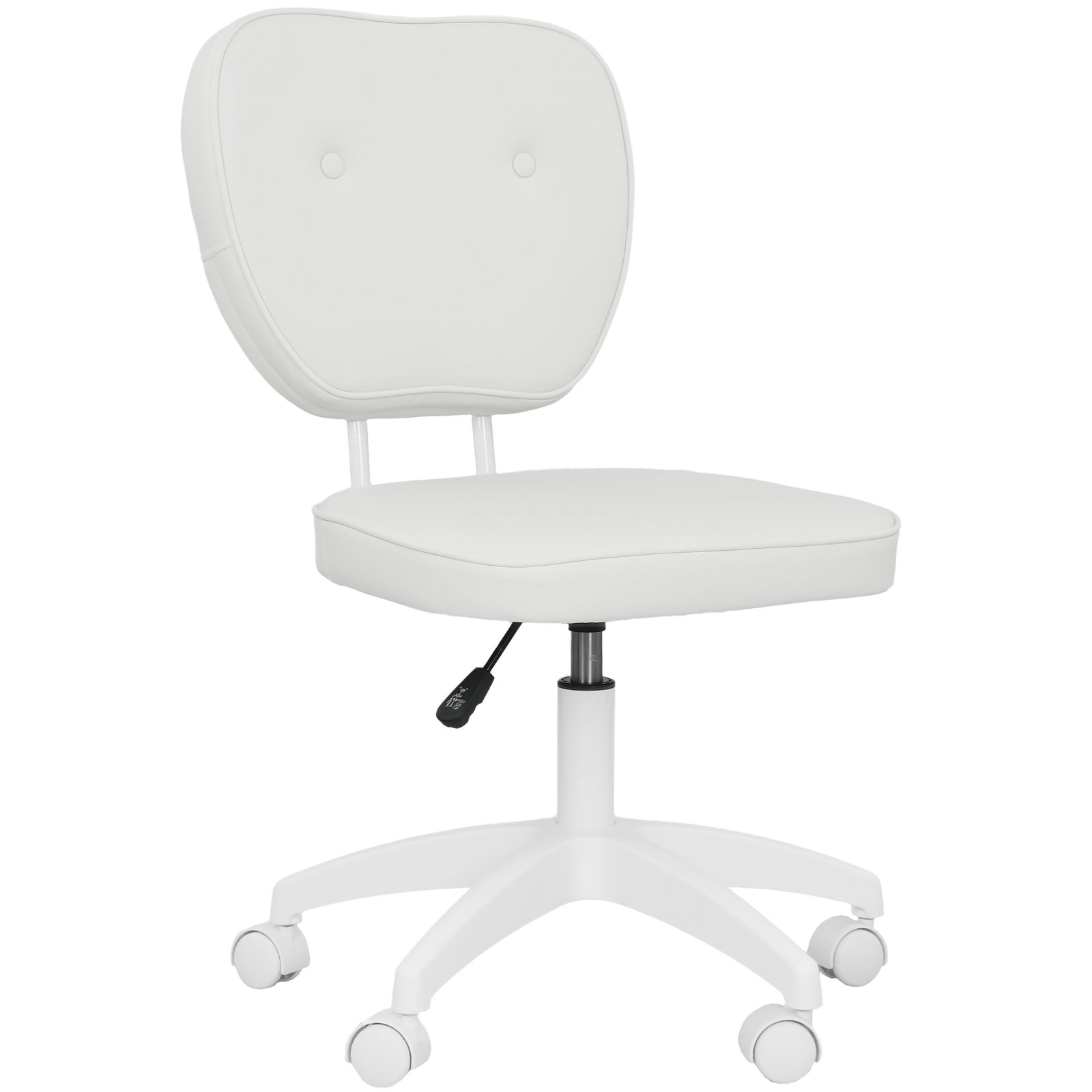 Cadeira de escritório estofada em pu com altura ajustável sem braços cadeira de estudo dormitório 46x59x82-92 cm branco