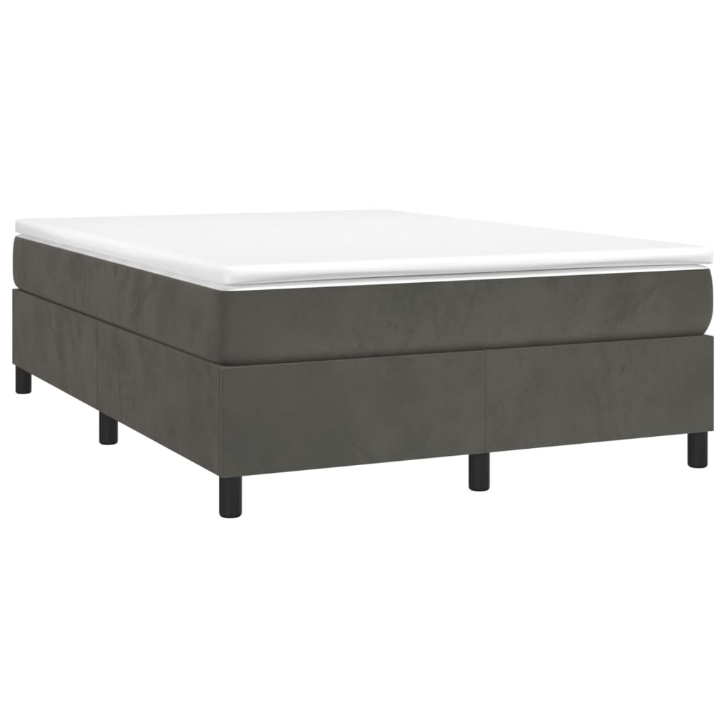 Cama com molas/colchão 140x200 cm veludo cinzento-escuro