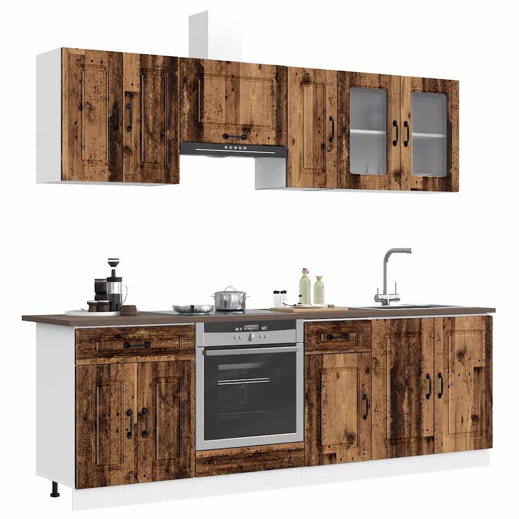 8 Peças armário de cozinha conjunto kalmar madeira velha
