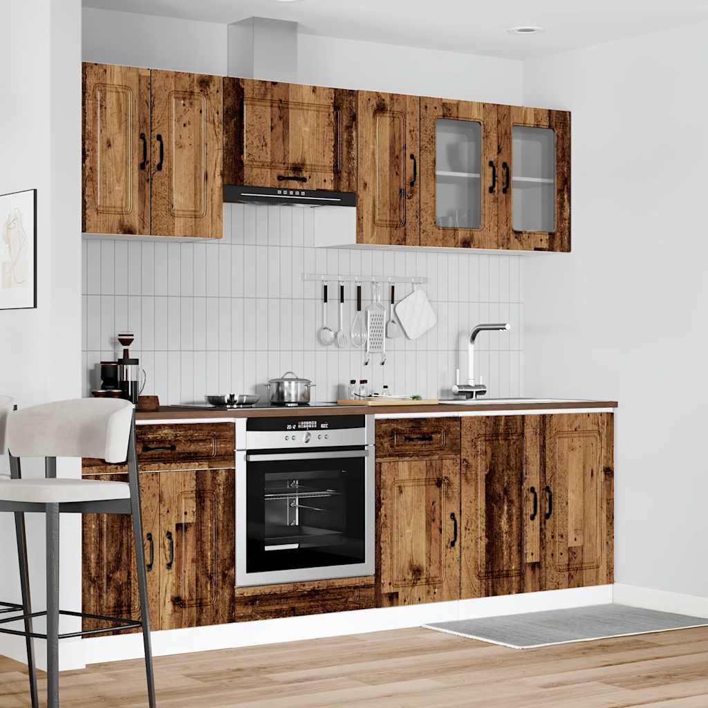 8 Peças armário de cozinha conjunto kalmar madeira velha