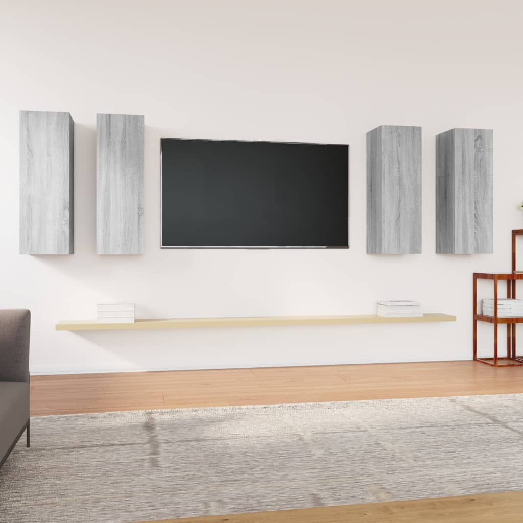 Armários TV 4pcs 30,5x30x90cm madeira proc. cor sonoma cinzento