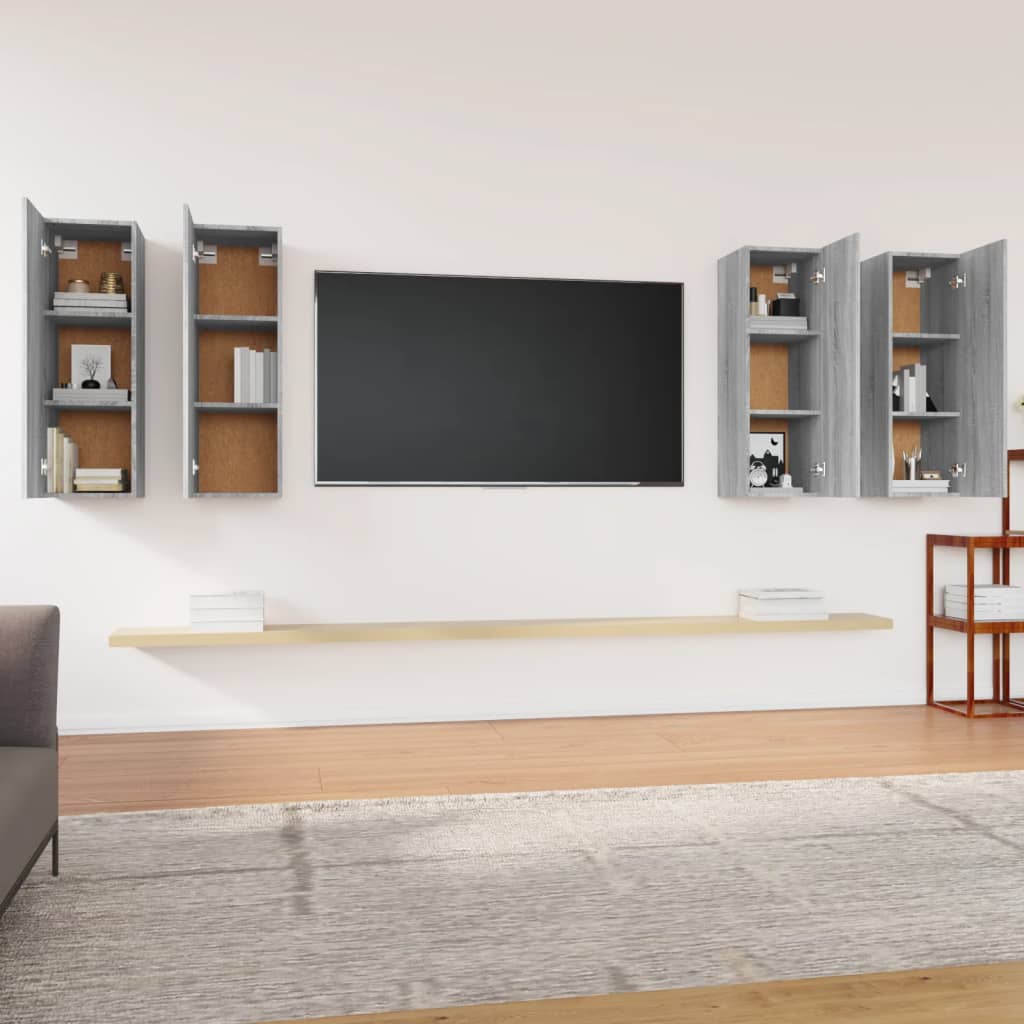 Armários TV 4pcs 30,5x30x90cm madeira proc. cor sonoma cinzento