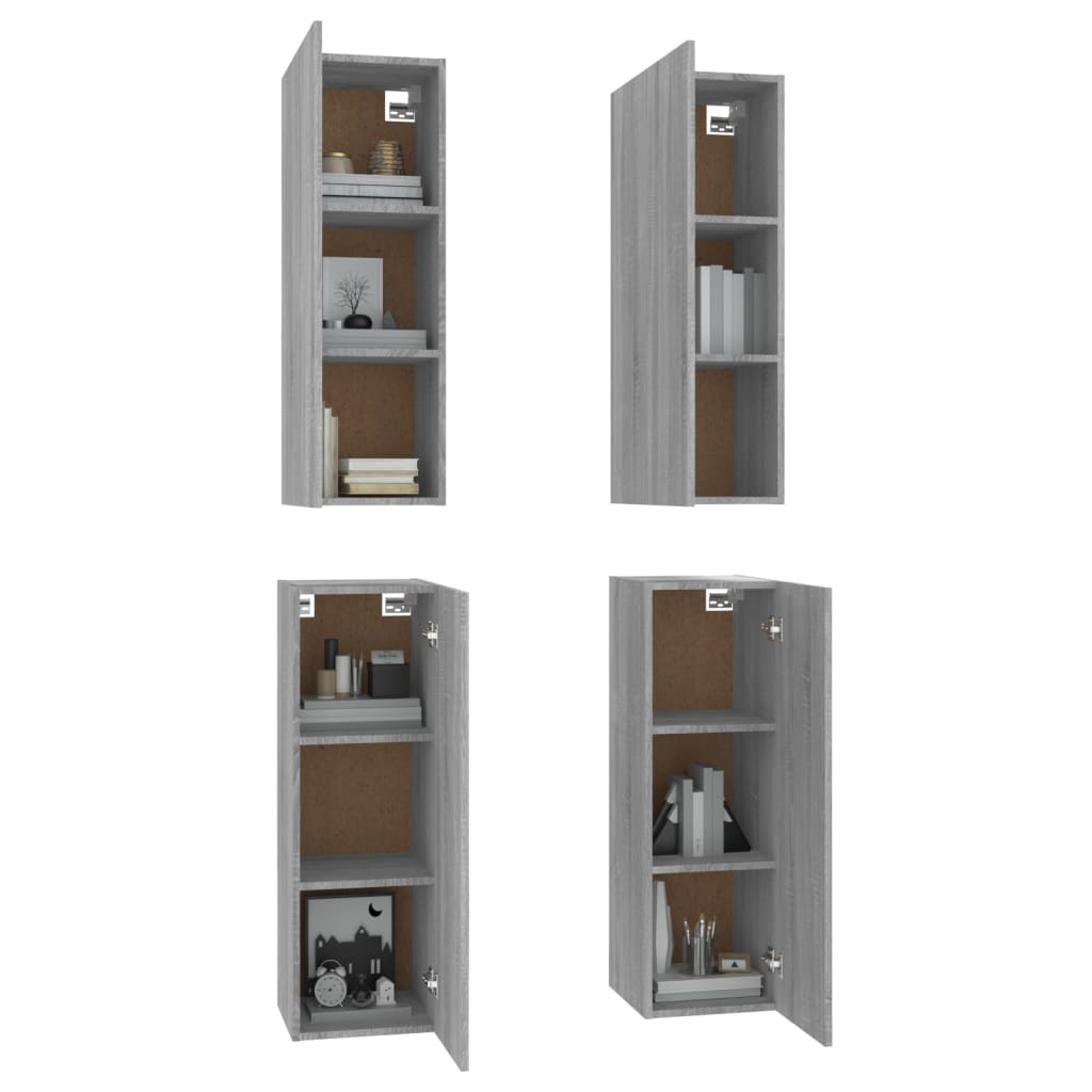 Armários TV 4pcs 30,5x30x90cm madeira proc. cor sonoma cinzento