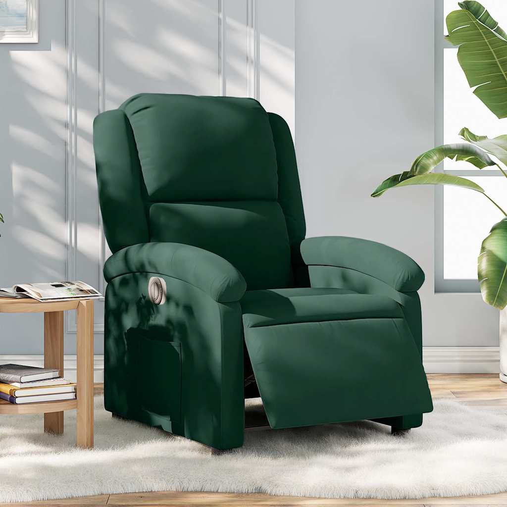 Poltrona reclinável elétrica veludo verde-escuro