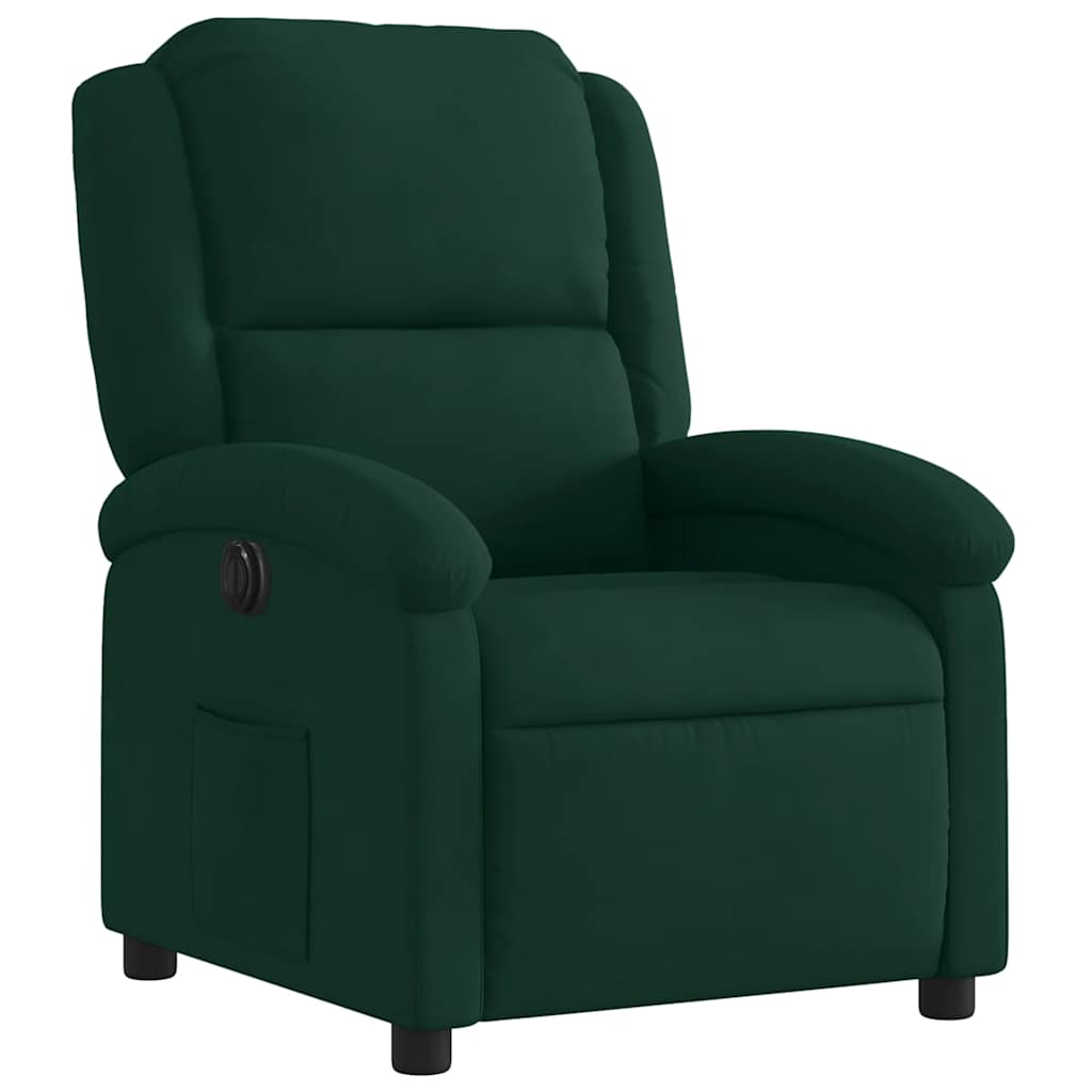 Poltrona reclinável elétrica veludo verde-escuro