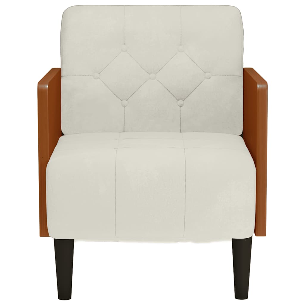Poltrona com apoio de braços 55 cm veludo creme