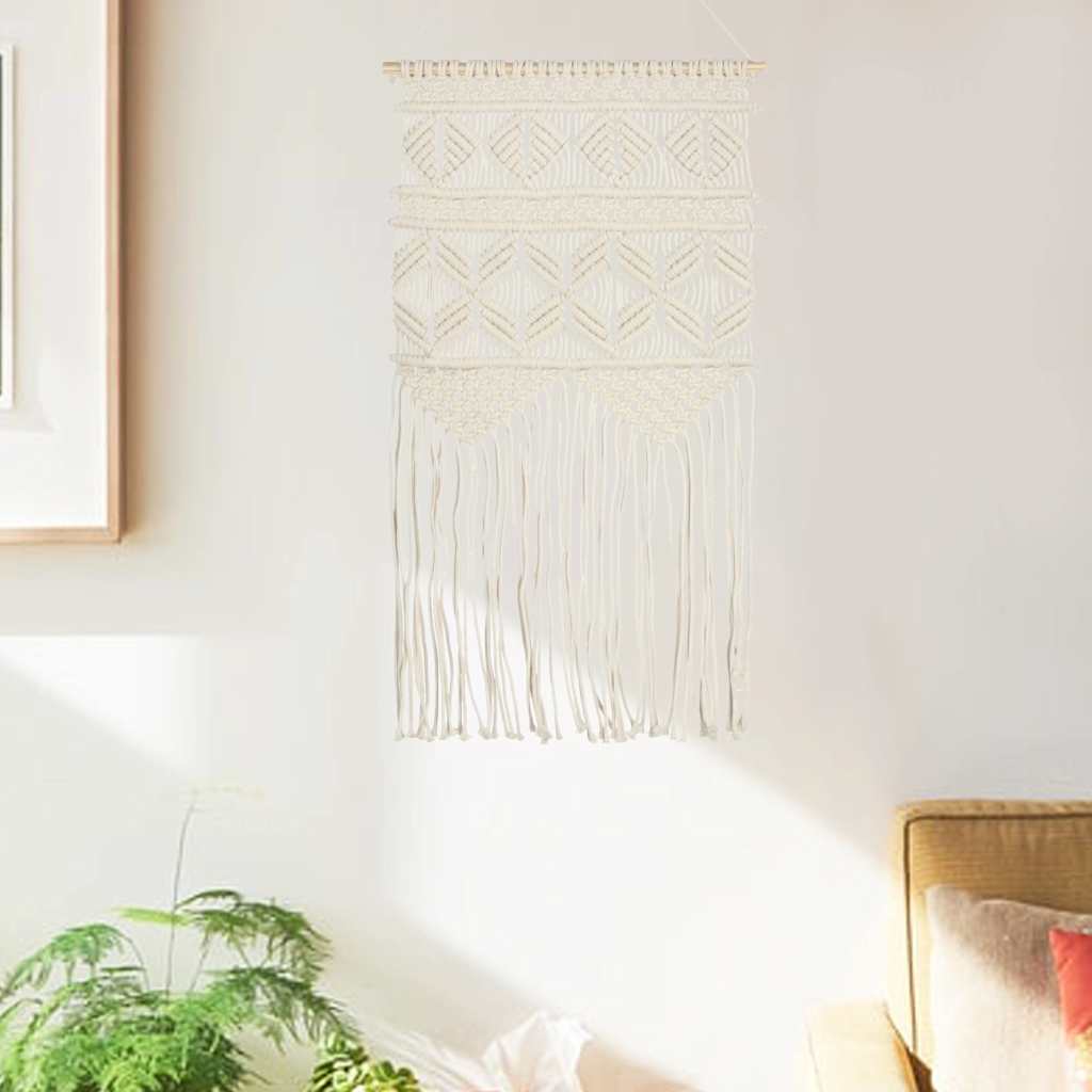 Suporte de parede em macramé 40x80 cm algodão
