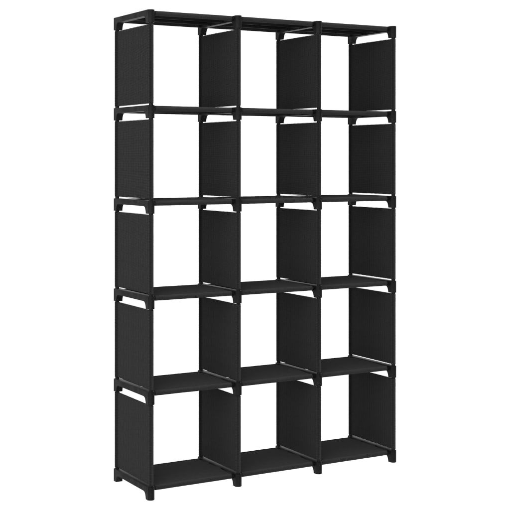 Unidade de prateleiras 15 cubos 103x30x175,5 cm tecido preto