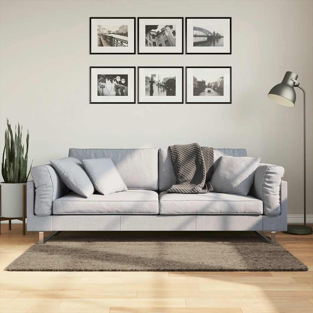 Tapete de pelo alto aspeto brilhante istan 80x150 cm cinzento