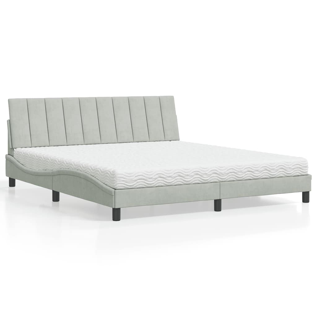 Cama com colchão hanko 180x200 cm veludo cinzento-claro