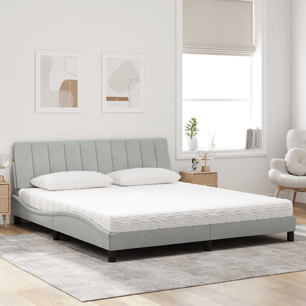 Cama com colchão hanko 180x200 cm veludo cinzento-claro