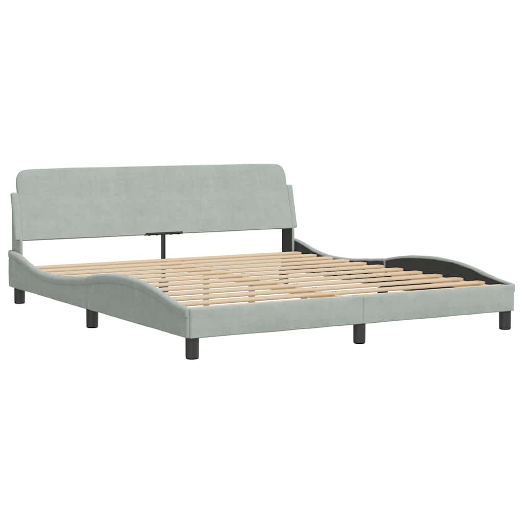 Cama com colchão hanko 180x200 cm veludo cinzento-claro