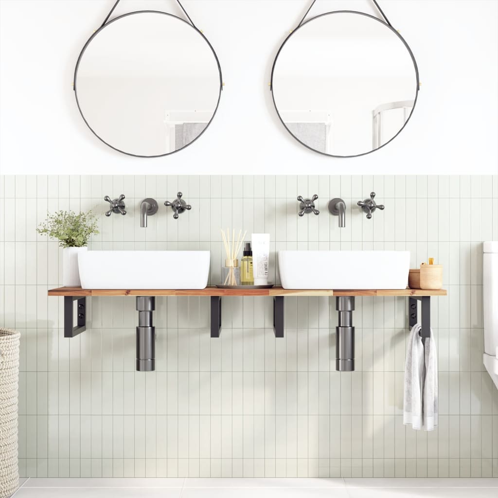 Tampo p/ móvel de wc 120x40x2cm acácia maciça acabamento a óleo