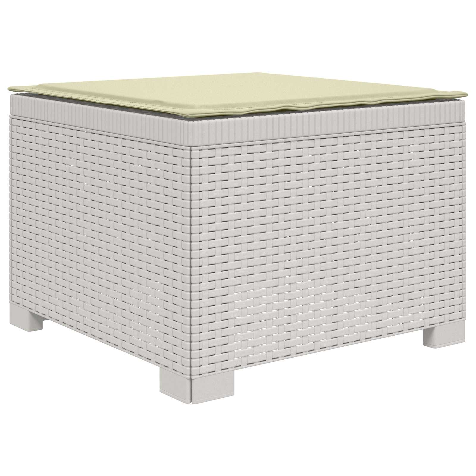Sofá de jardim 1 lugar com almofada look rattan PP branco