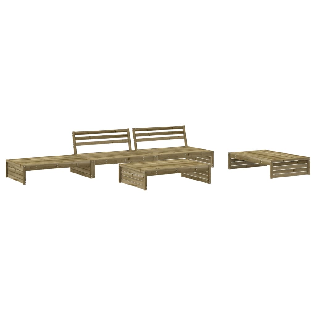 5 Pcs conjunto lounge de jardim c/ almofadões pinho impregnado