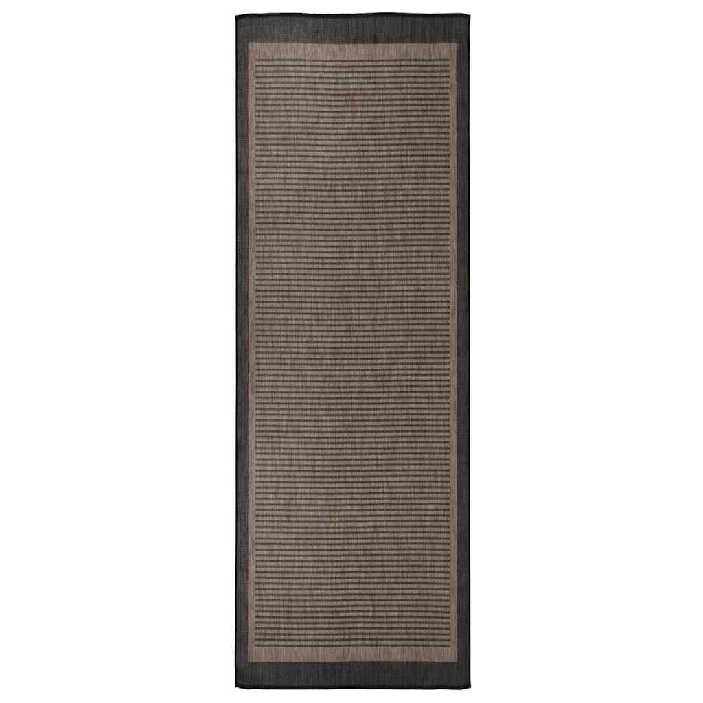 Tapete de tecido plano para exterior 80x250 cm castanho-escuro