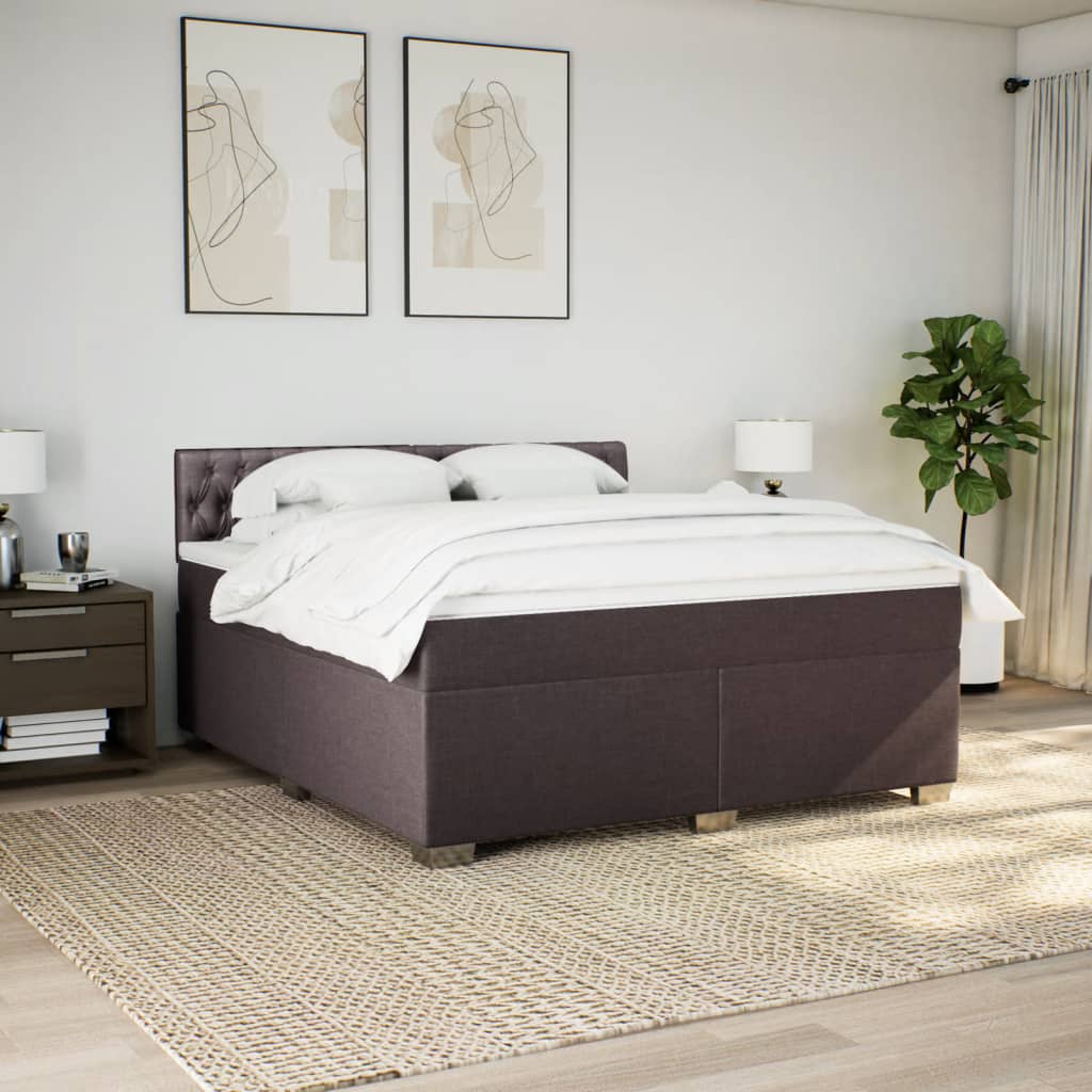 Cama com molas/colchão 180x200 cm tecido castanho-escuro