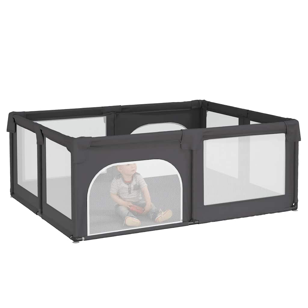 Parque para bebés com 2 portas tecido oxford cinzento-escuro