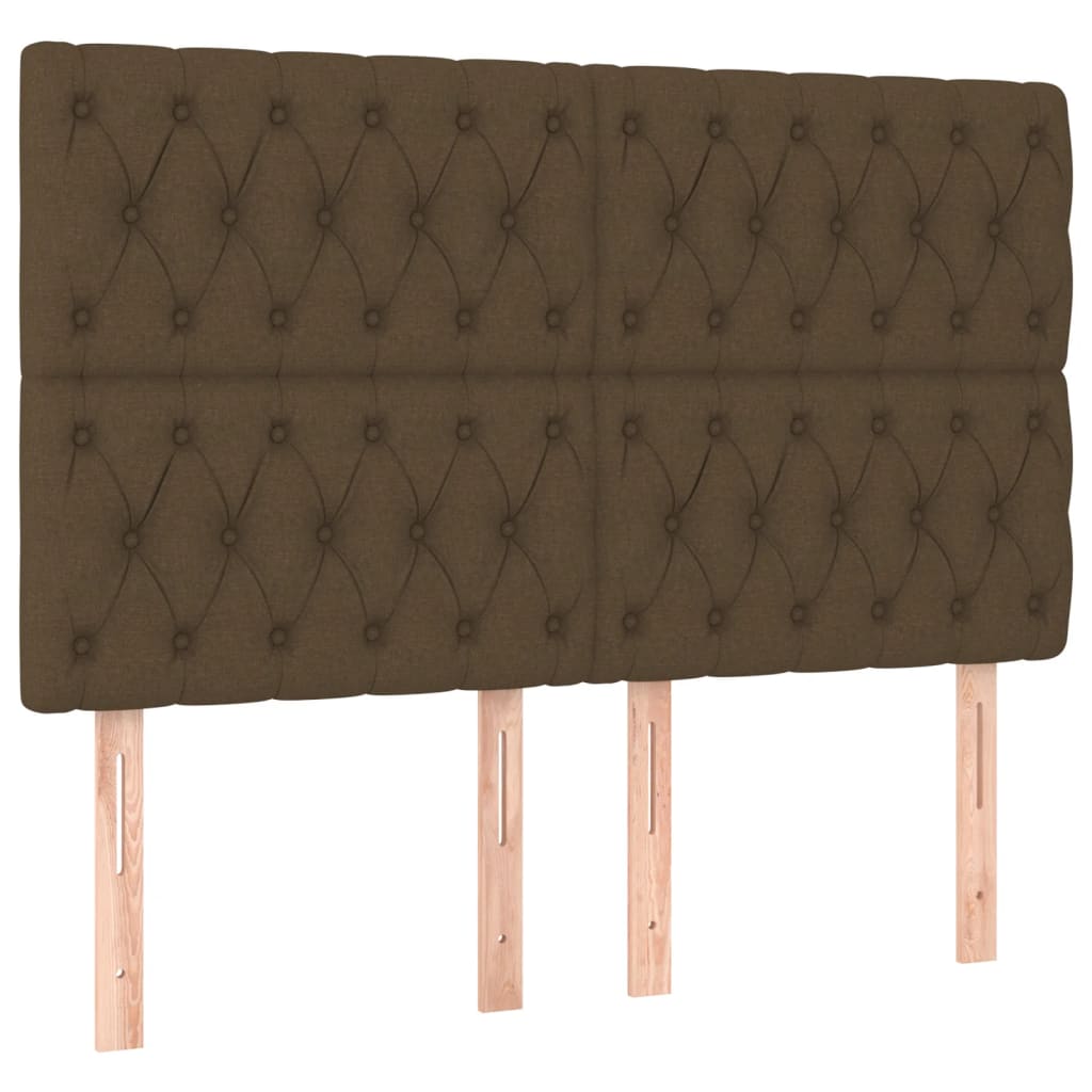 Cabeceira de cama c/ luzes LED tecido 144x7x118/128cm castanho