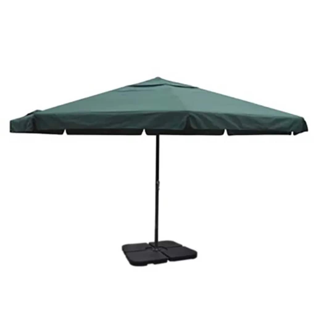 Guarda-sol de jardim em alumínio com base portátil verde